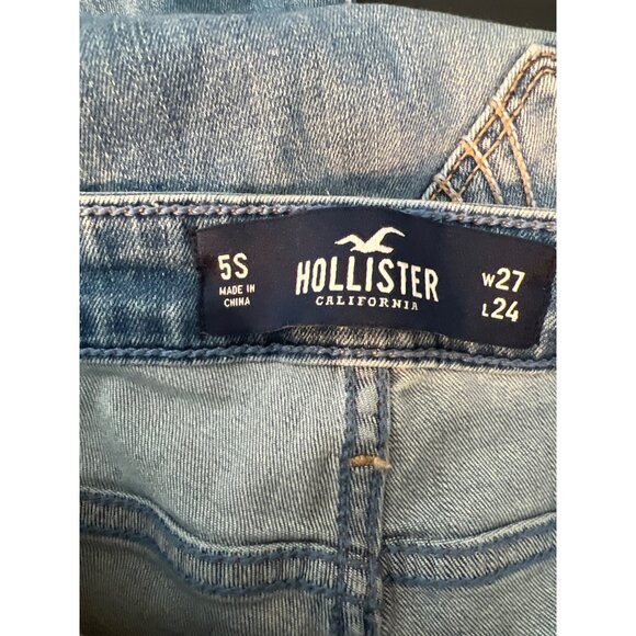 Hollister High Rise Super Skinny Crop Jeans Distressed Light Blue Wash Sz 5S - Picture 6 of 7